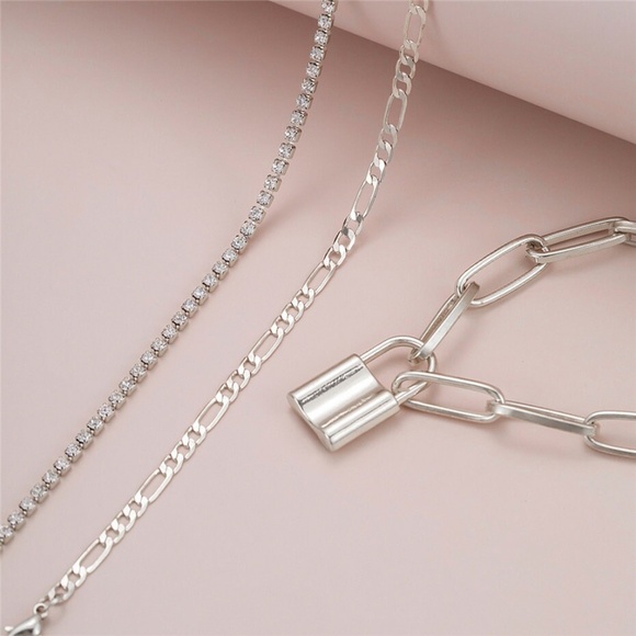 Chain and Lock Anklet, Gold Lock Anklet, Silver Lock Anklet - Picture 4 of 10